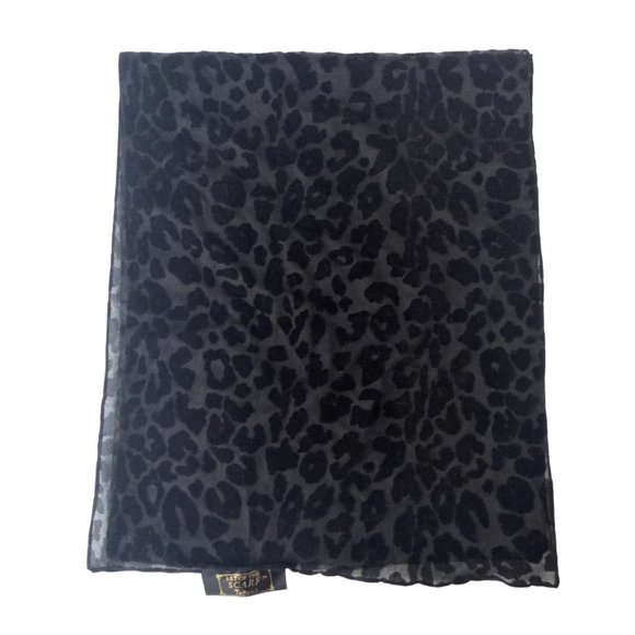Vintage Tie Rack 'Art of the Scarf' Sheer Black Leopard Pattern Scarf - Picture 4 of 5